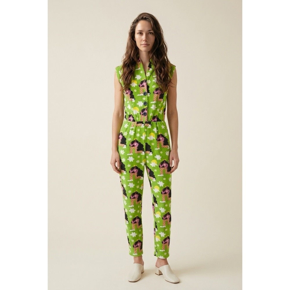 Nooworks Jumpsuit‎ XS Sleeveless pockets Artsy Eclectic Unique Wacky Made in USA